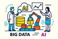 Scientists analyze big data and artificial intelligence with robotic automation and cloud computing Royalty Free Stock Photo
