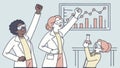Scientists Analyzing Data with Charts in Lab, Research, vector design Generative AI Royalty Free Stock Photo