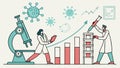 Scientists analyzing virus data, medical research, lab analysis, science study vector design Generative AI