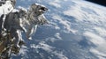 Scientists and astronauts conducting space research low earth orbit photography outer space aerial view exploration