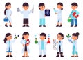 Scientists characters. Research scientist, lab chemistry medical. Laboratory tests, testing water or organic plant