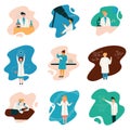 Scientists Characters Wearing White Coats Working at Researching Lab, Biologist Set, Physicist, Astronomer, Gene
