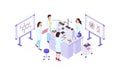 Scientists isometric color vector illustration