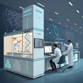 Scientists collaborating in Advanced Laboratory with High-Tech Equipment