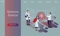 Scientists are conducting research on coronavirus 2019-nCoV to create a vaccine. Concept of website, landing page design template