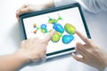 Scientists Discussing Chemical Molecular Structure and Drug Design on Tablet Screen Royalty Free Stock Photo