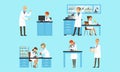 Scientists Doing Experiments in Medical Laboratory Set, Male and Female Chemists Characters Researching in Chemical Lab Royalty Free Stock Photo