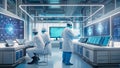 Scientists in hightech lab use advanced systems and technology to analyze data Royalty Free Stock Photo