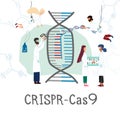 Scientists illustrated how CRISPR CAS9 works. Gene editing tool research .