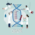 Scientists illustrated how CRISPR CAS9 works. Gene editing tool research .