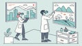 Scientists in lab coats with charts for research vector design Generative AI Royalty Free Stock Photo