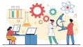 Scientists in lab coats science research lab vector design Generative AI Royalty Free Stock Photo