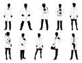 Scientists Professors Engineers Silhouettes Set