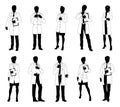 Scientists Professors Engineers Silhouettes Set