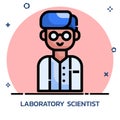 Scientists. Science lab worker filled outline style