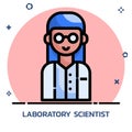 Scientists. Science lab worker filled outline style