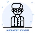 Scientists. Science lab worker line style