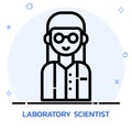 Scientists. Science lab worker line style