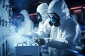 Scientists work with dangerous virus and cryostorage in medical lab Royalty Free Stock Photo