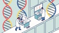 Scientists working in lab coats in a modern laboratory setting vector design Generative AI