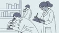 Scientists Working in Lab, Collaborative Research Vector, vector design Generative AI Royalty Free Stock Photo
