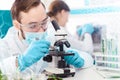 Scientists working with plants at modern laboratory Royalty Free Stock Photo