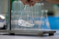 Working Titration technique in the laboratory. Royalty Free Stock Photo