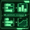 Scifi futuristic panel collection of HUD elements GUI VR UI design Cyberpunk neon glow retro style