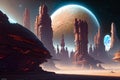 scifi spacescape towm ceres colony illustration Royalty Free Stock Photo