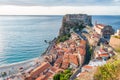 Scilla, Calabria. Ruffo Castle and cityscape Royalty Free Stock Photo