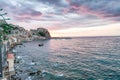 Scilla coastline at night in Chianalea, Calabria, Italy Royalty Free Stock Photo