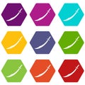 Scimitar sword icon set color hexahedron