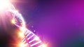 Scince illustration of a DNA molecule. Violet background with dna genom. Royalty Free Stock Photo