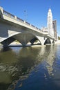 Scioto River and Columbus Ohio skyline in autumn Royalty Free Stock Photo