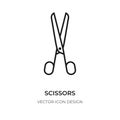 Scissor black flat outline icon closeup shear logo