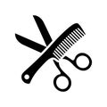 Scissor and Comb icon logo simple illustration Royalty Free Stock Photo