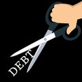 Scissor Cutting the Word Debt.