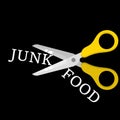 Scissor Cutting the word Junk Food.