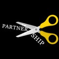 Scissor Cutting word Partnership.