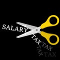 Scissor Cutting the word Salary Tax.