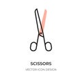 Scissor flat outline icon closeup shear logo