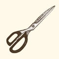 Scissor Hand Draw Sketch. Vector