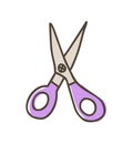 Scissor icon in doodle sketch lines tailor dressmaker fashion couture
