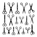 Scissor Icon Set Vector. Different Types. Opened And Closed. Hairdressing. Hair. Isolated Flat illustration Royalty Free Stock Photo