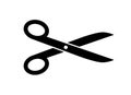 Scissor icon. Silhouette black scissors isolated on white background. Symbol barber. Simple open scissor for design of hairdresser