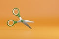 Scissor isolated on orange background with copy space. 3d illustration Royalty Free Stock Photo