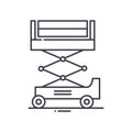 Scissor lift concept icon, linear isolated illustration, thin line vector, web design sign, outline concept symbol with