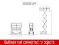 Typical scissor lift overall dimensions outline blueprint template