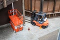 A scissor lift