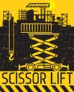 Scissor lift work on construction site